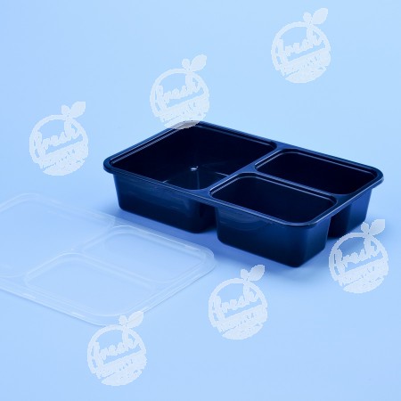 กล่องอาหาร PPดำ 3 ช่อง 900 ml + ฝา (25 PCS/PACK)