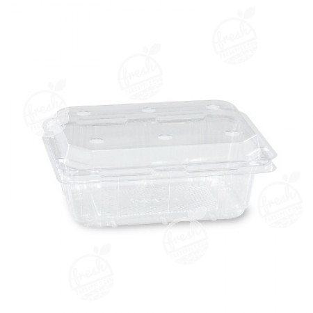 กล่องพลาสติกใส่ผลไม้ PET 250 ml ฝาเจาะรู (ห่อ)