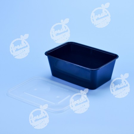 กล่องอาหาร PP ดำ พร้อมฝา 1000 ml (ห่อ)