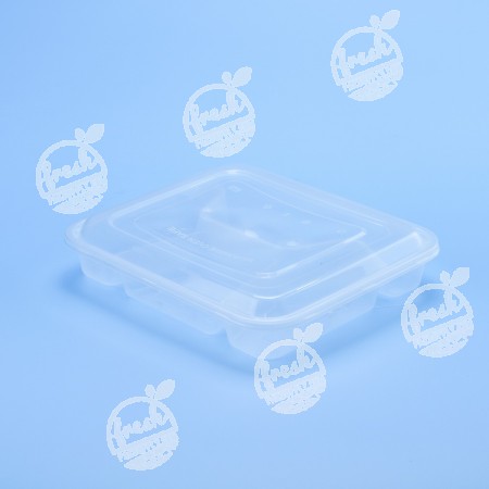 กล่องอาหาร PP ใส 4 ช่อง 1000 ml + ฝา (50 PCS/PACK)