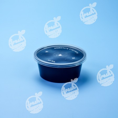 กล่องอาหารทรงกลม PP ดำ 370 ml (SK-12) (ยกลัง 250 ชิ้น)