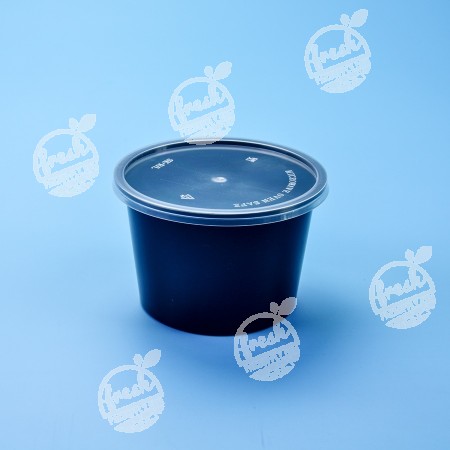 กล่องอาหารทรงกลม PP ดำ 540 ml (SK-20) (ยกลัง 250 ชิ้น)
