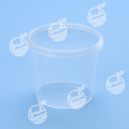 กล่องกลม PP ใส เซฟตี้ซีล 750 ml+ฝา(ห่อ)