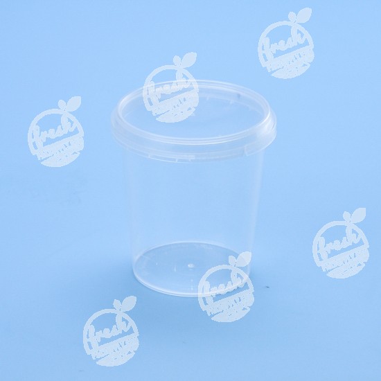 กล่องกลม PP ใส เซฟตี้ซีล 335 ml+ฝา(ห่อ)