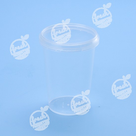กล่องกลม PP ใส เซฟตี้ซีล 400 ml+ฝา(ห่อ)
